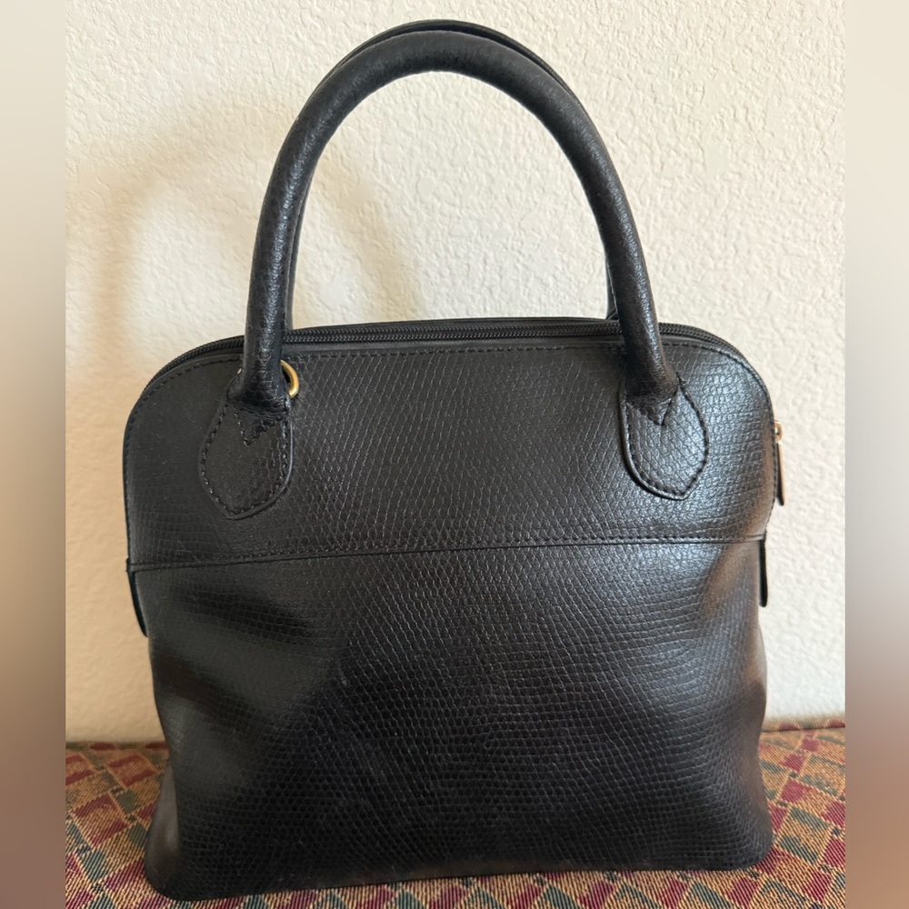 CAROLINA HERRERA Vintage Black Leather Satchel Handbag - Picture 6 of 9